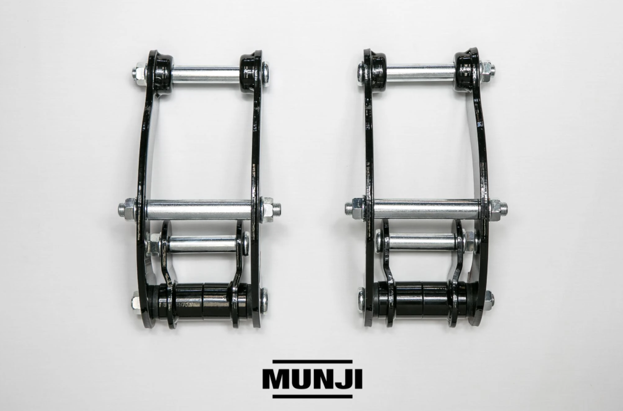 MUNJI - SHACKLES - 2" EXTENDED SOFT-RIDE (ADDITIONAL 2" LIFT TO VEHICLE) (EARLY HOLDEN / ISUZU)